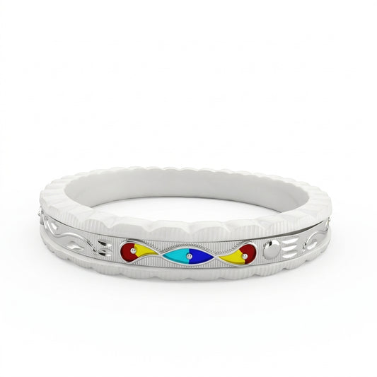 Blue Eye Meenakari Channel Sankha Bangle