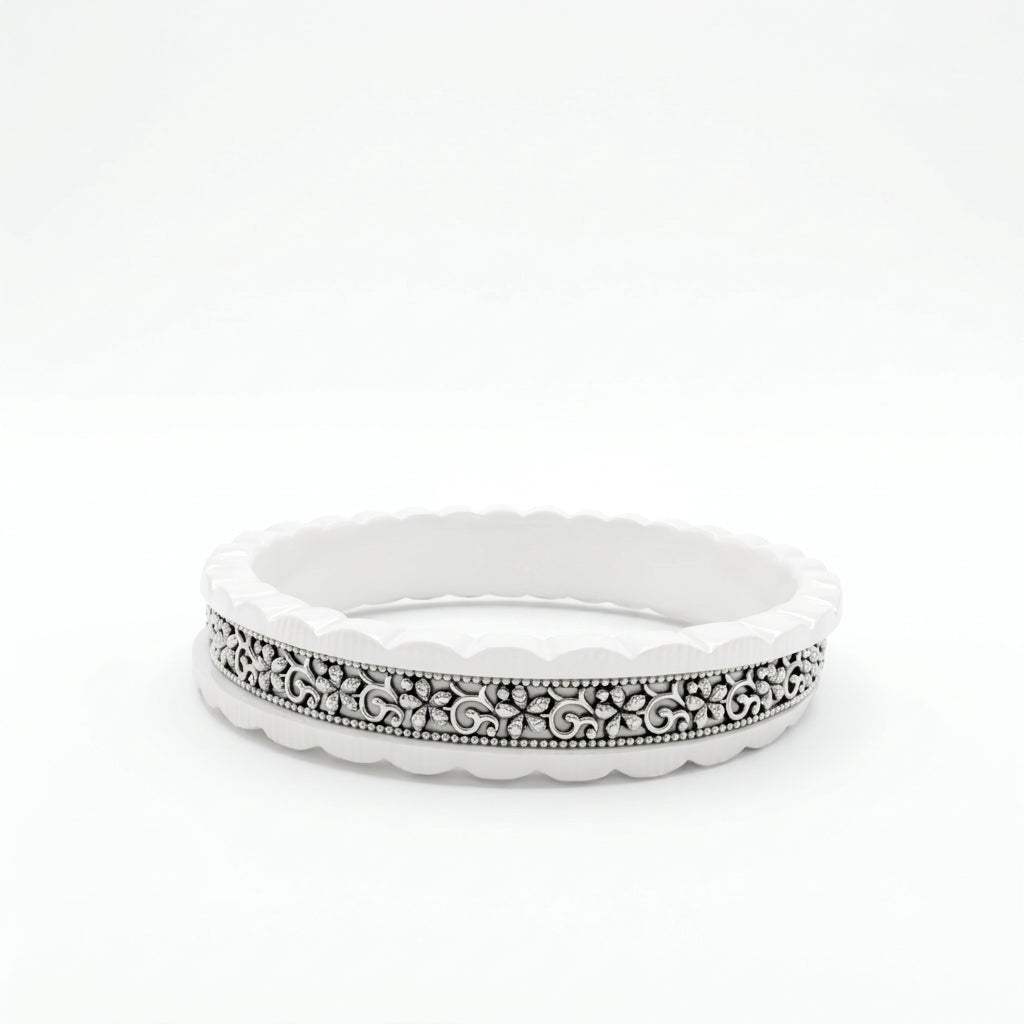 Oxidised Floral Vine Sankha Bangle