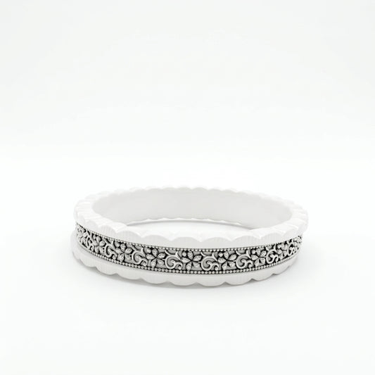 Oxidised Floral Vine Sankha Bangle