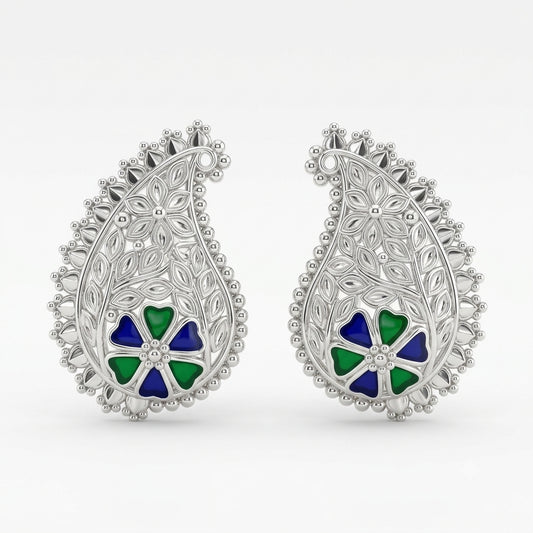 Kalka Floral Meenakari Pasha Stud Earrings
