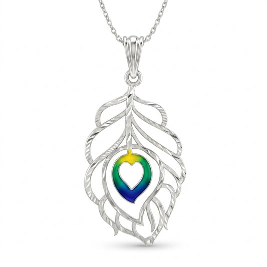 Krishna Morpankh Peacock Feather Meenakari Pendant