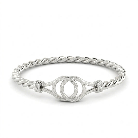 Slim Interlocked Circle Twisted Bangle