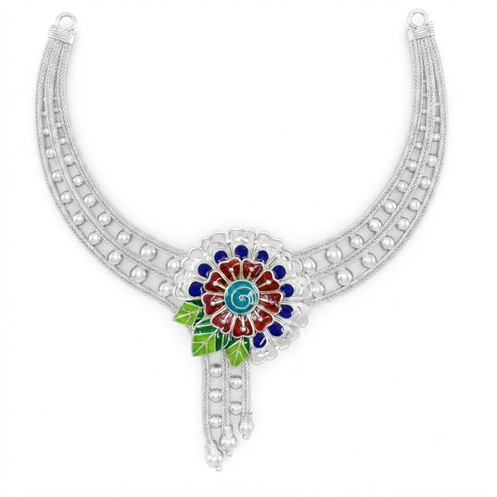 Meenakari Floral Leaf Necklace