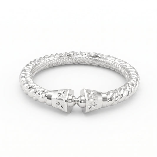 Spiral Naksha Bala Silver Mukh Bangle