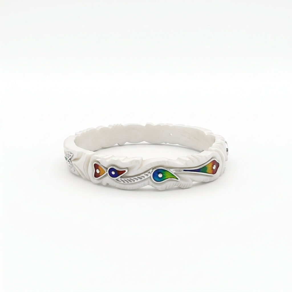 Peacock Fish Meenakari Sankha Bangle