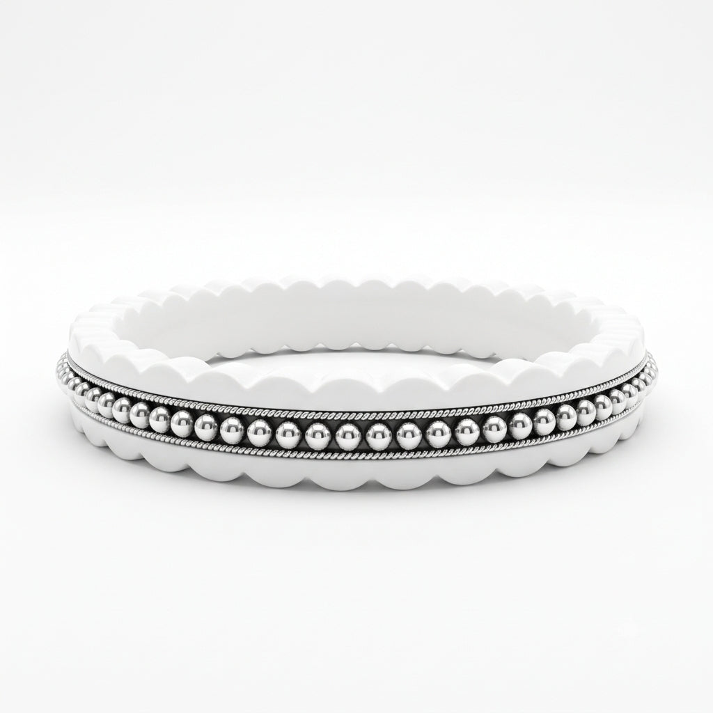 Oxidised Beaded Channel Sankha Bangle