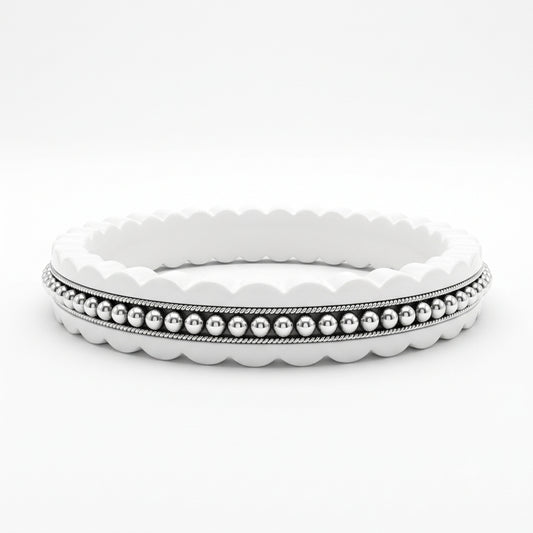 Oxidised Beaded Channel Sankha Bangle