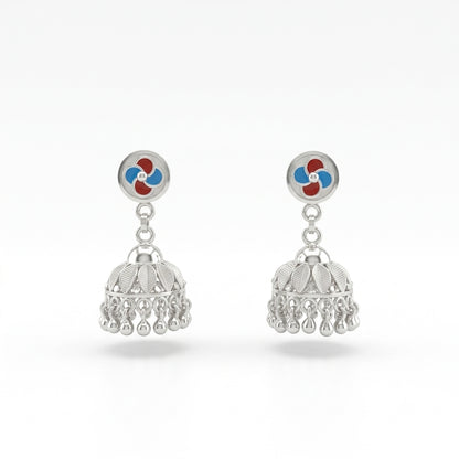 Blue Red Meenakari Jhumka Earrings