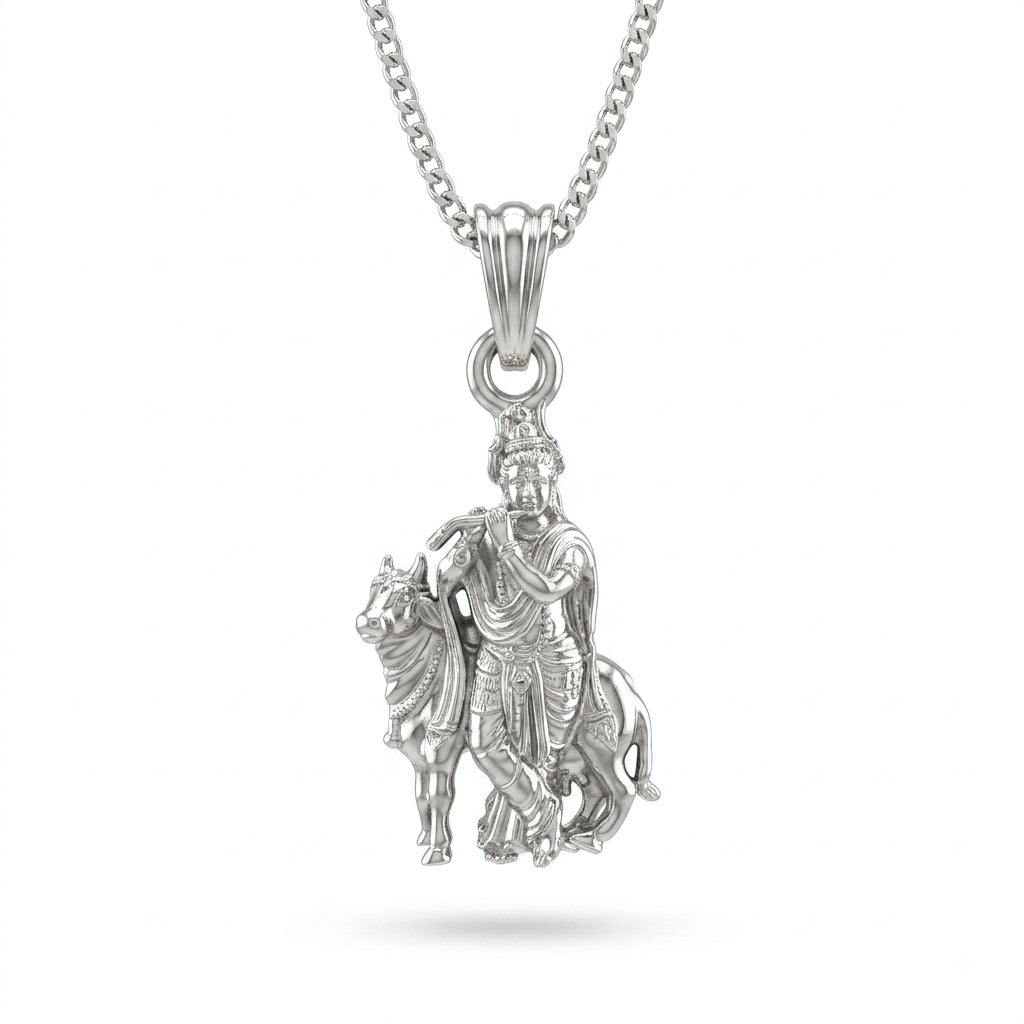 Krishna With Cow Pendant