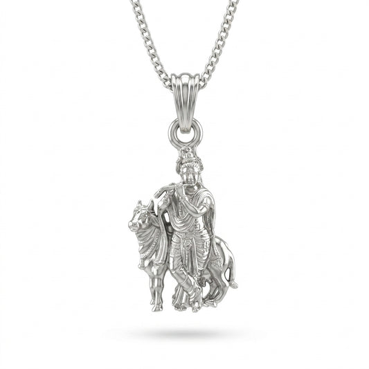 Krishna With Cow Pendant