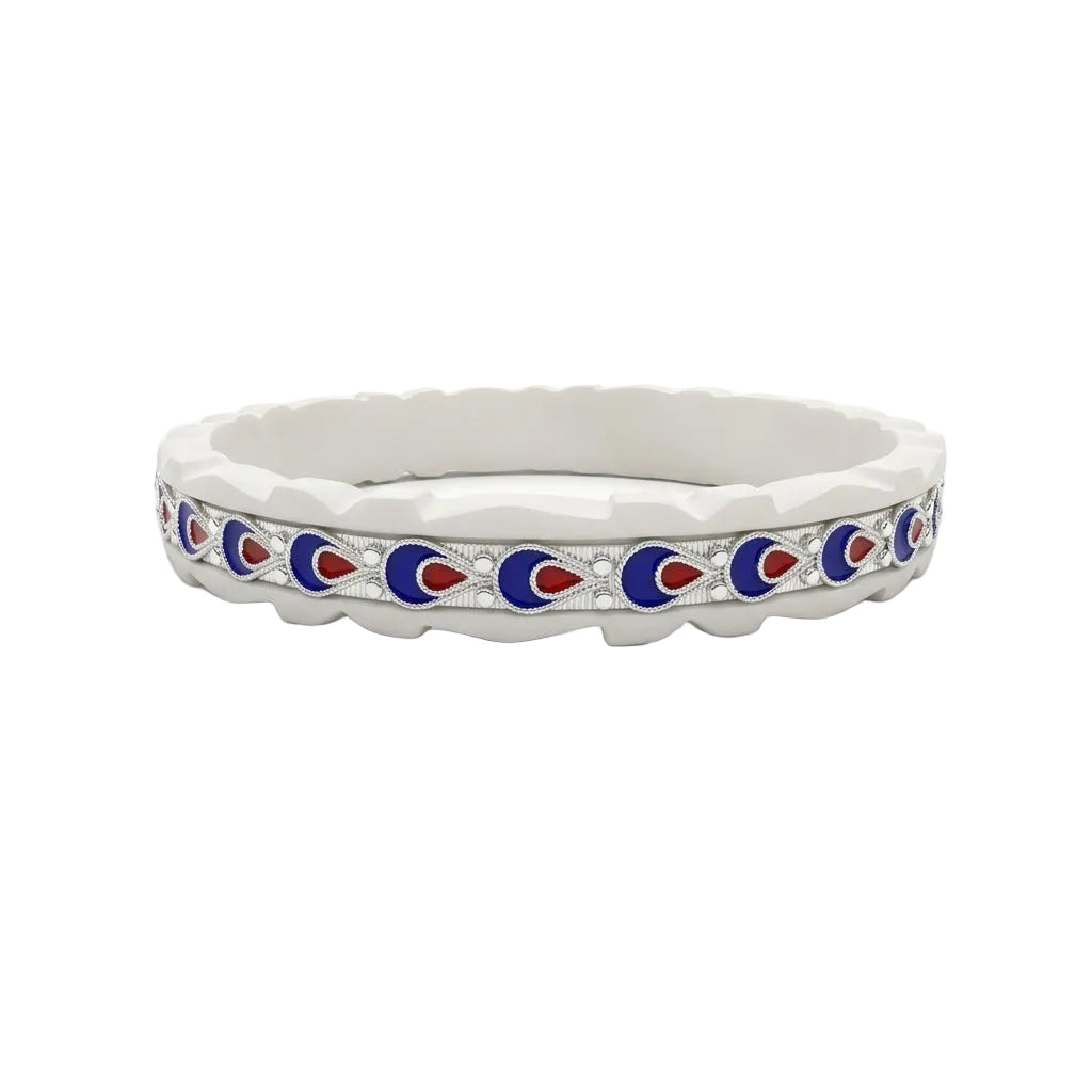 Blue Maroon Teardrop Meenakari Channel Sankha Bangle