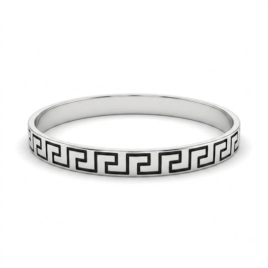 Oxidised Greek Key Kada
