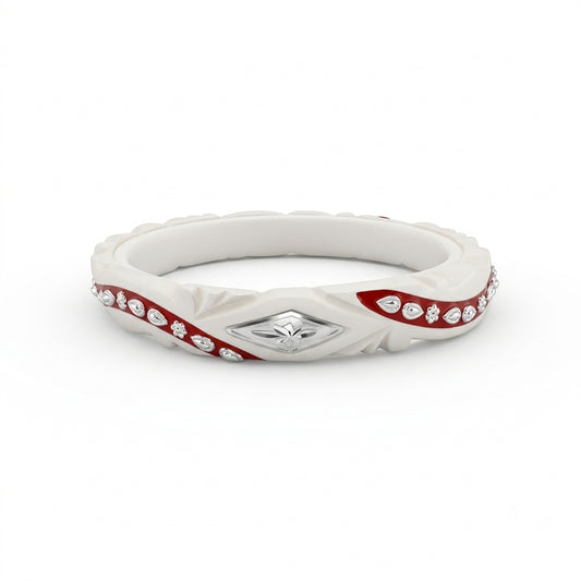 Red Meenakari Diamond Star Pola Sankha Bangle