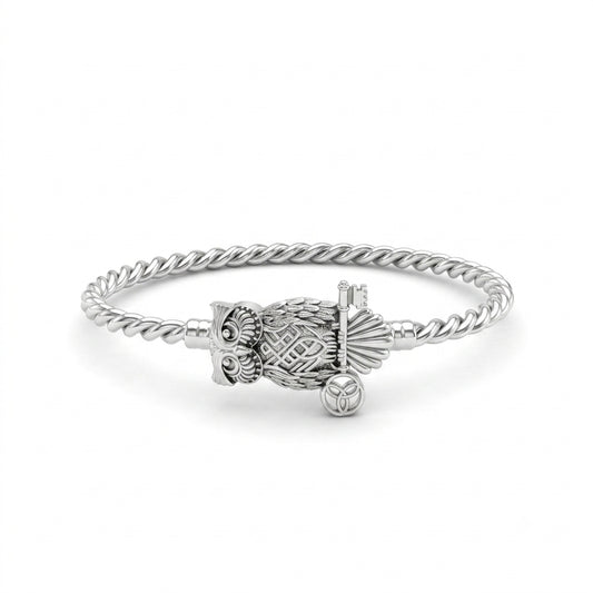 Oxidised Owl Twisted Bangle