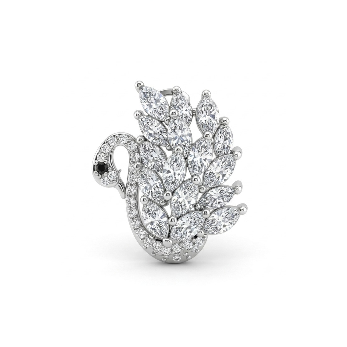 Zircon Studded Royal Swan Brooch