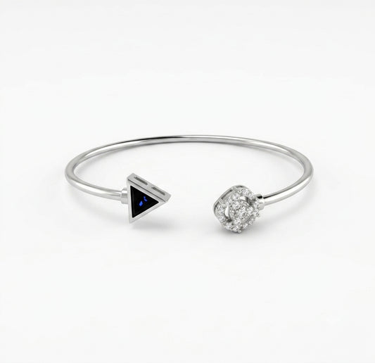 Blue Triangle Gemstone Zircon Studded Cuff Bracelet