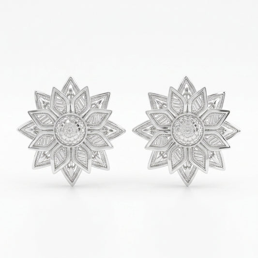 Pointed Petal Floral Pasha Stud Earrings