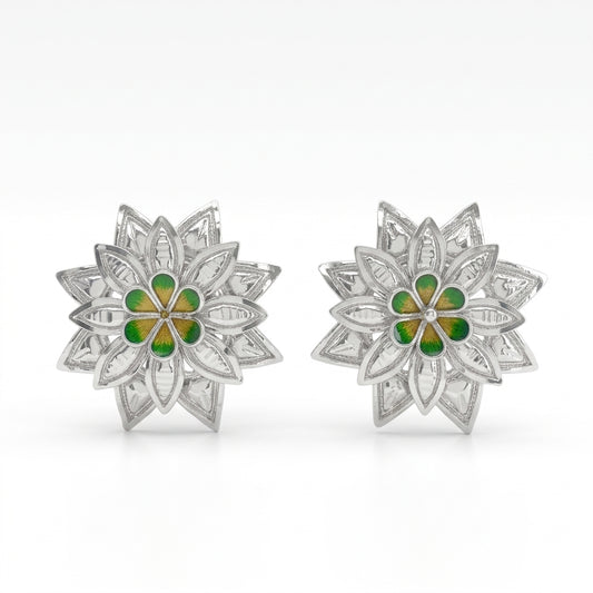 Floral Meenakari Pasha Stud Earrings