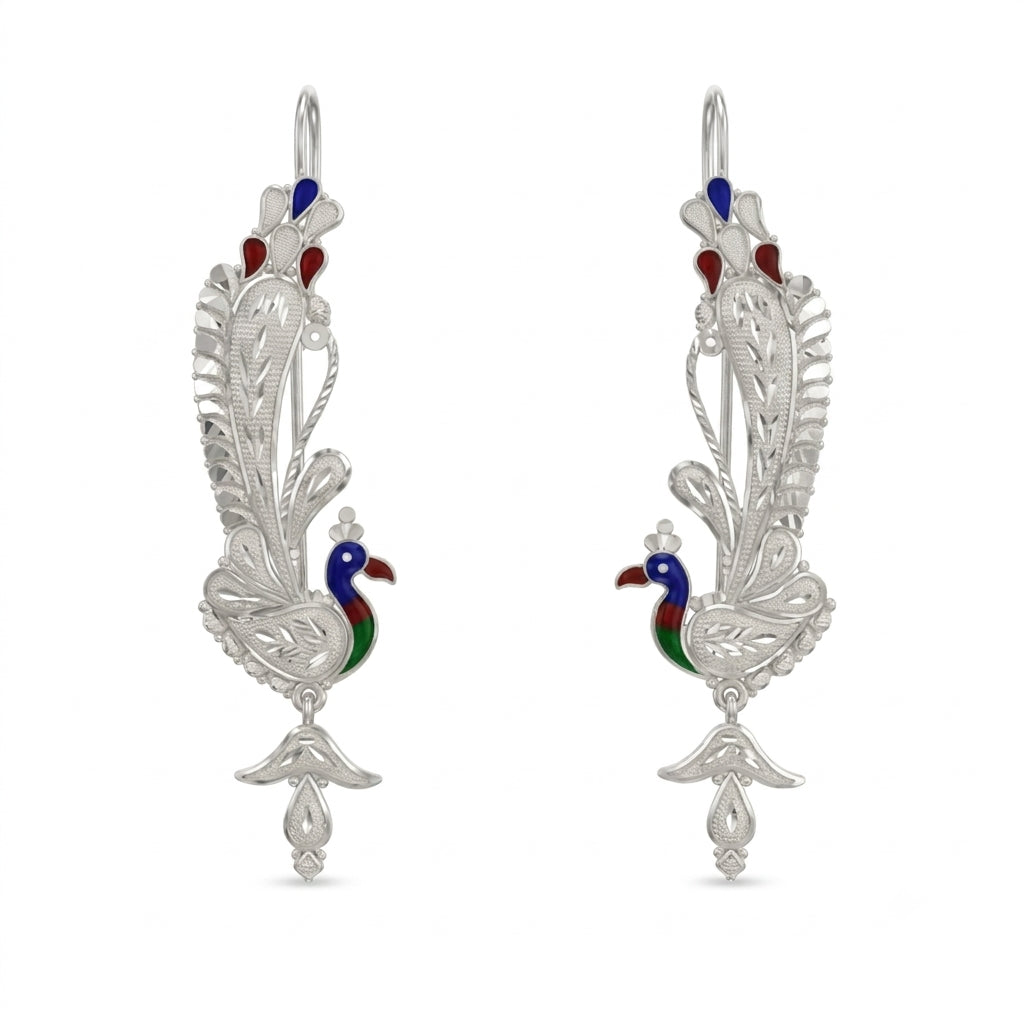 Peacock Meenakari Kaan Earrings