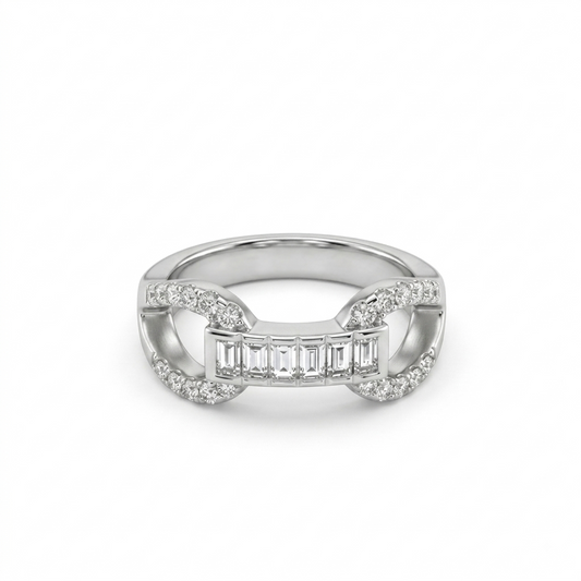 Zircon Studded Linked Ring