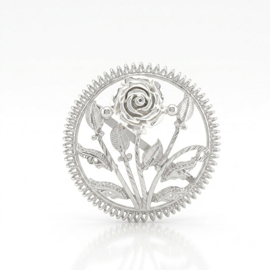 Rose And Leaf Brooch