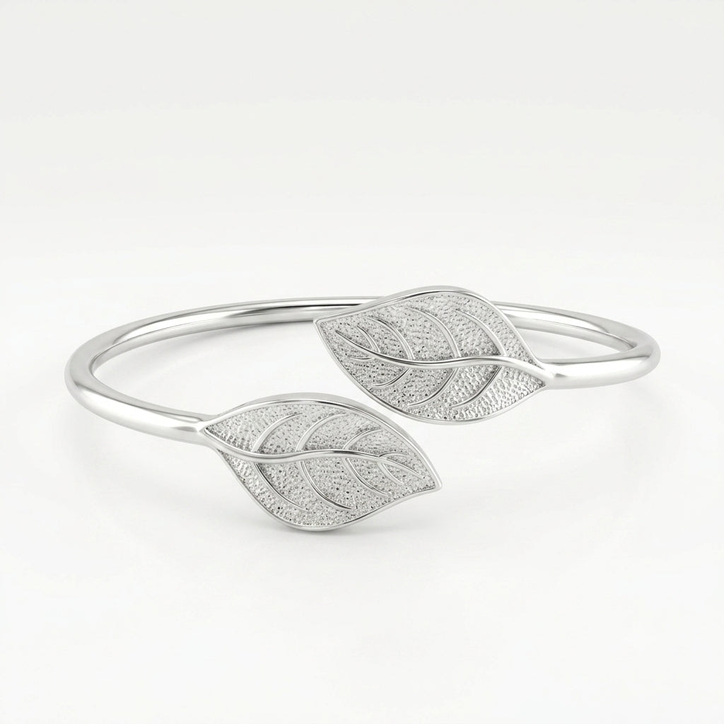 Dual Leaf Open Bangle