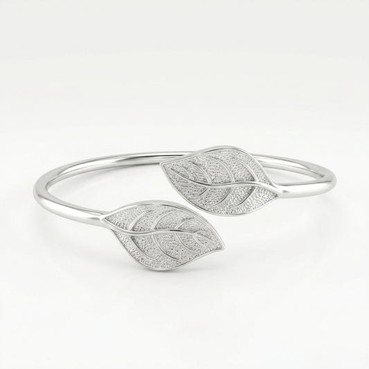 Dual Leaf Open Bangle
