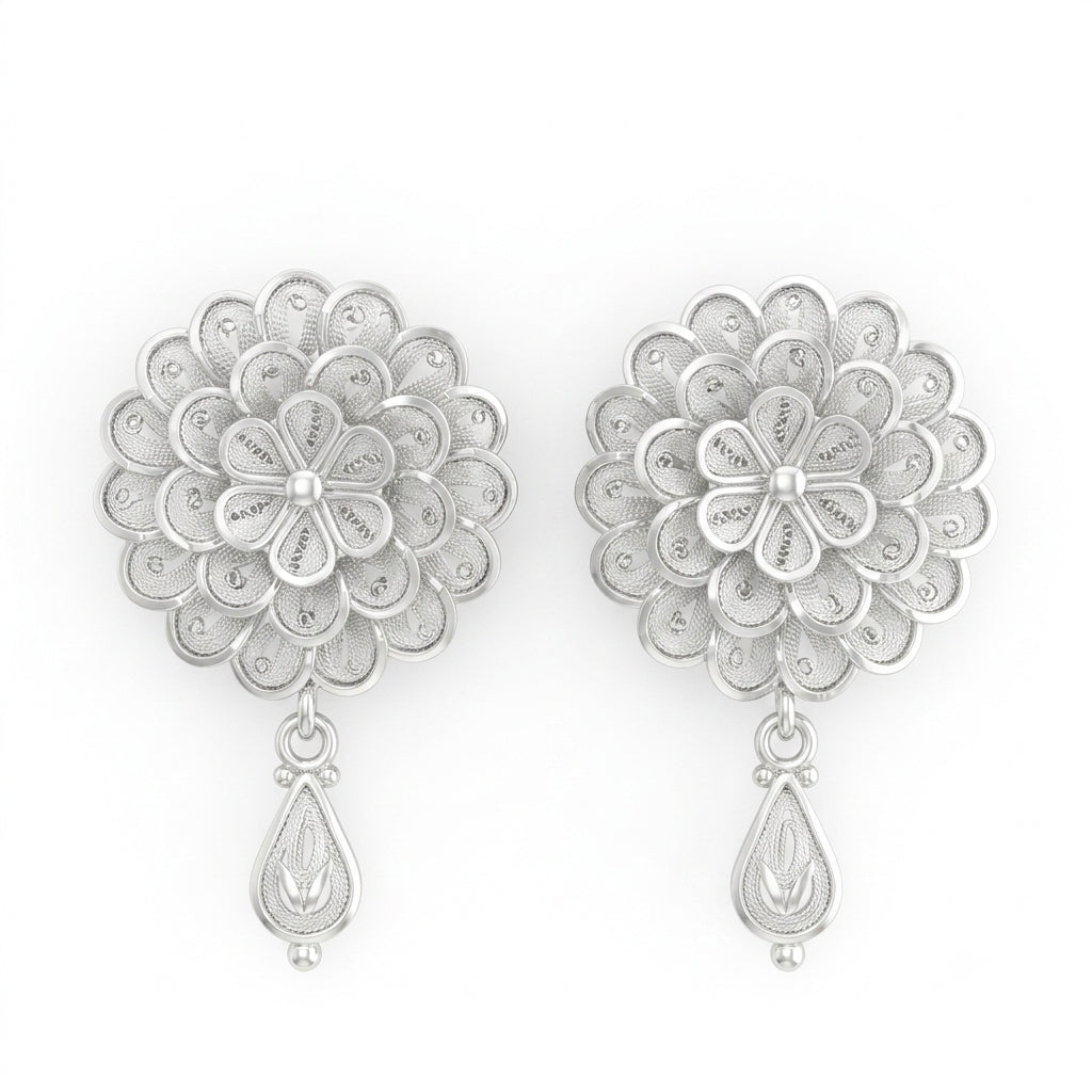 Floral Petals Drop Earrings
