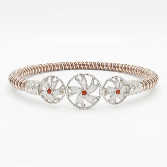 Triple Shiuli Floral Meenakari Mukh Three Metal / 3 Dhatu Noa Bangle