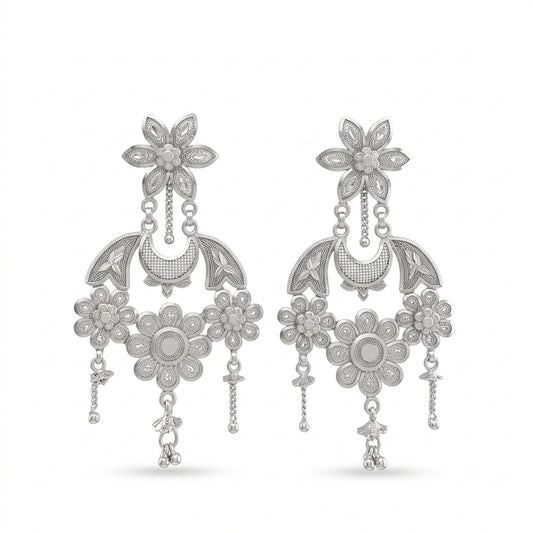 Filigree Floral Crescent Kanbala Earrings
