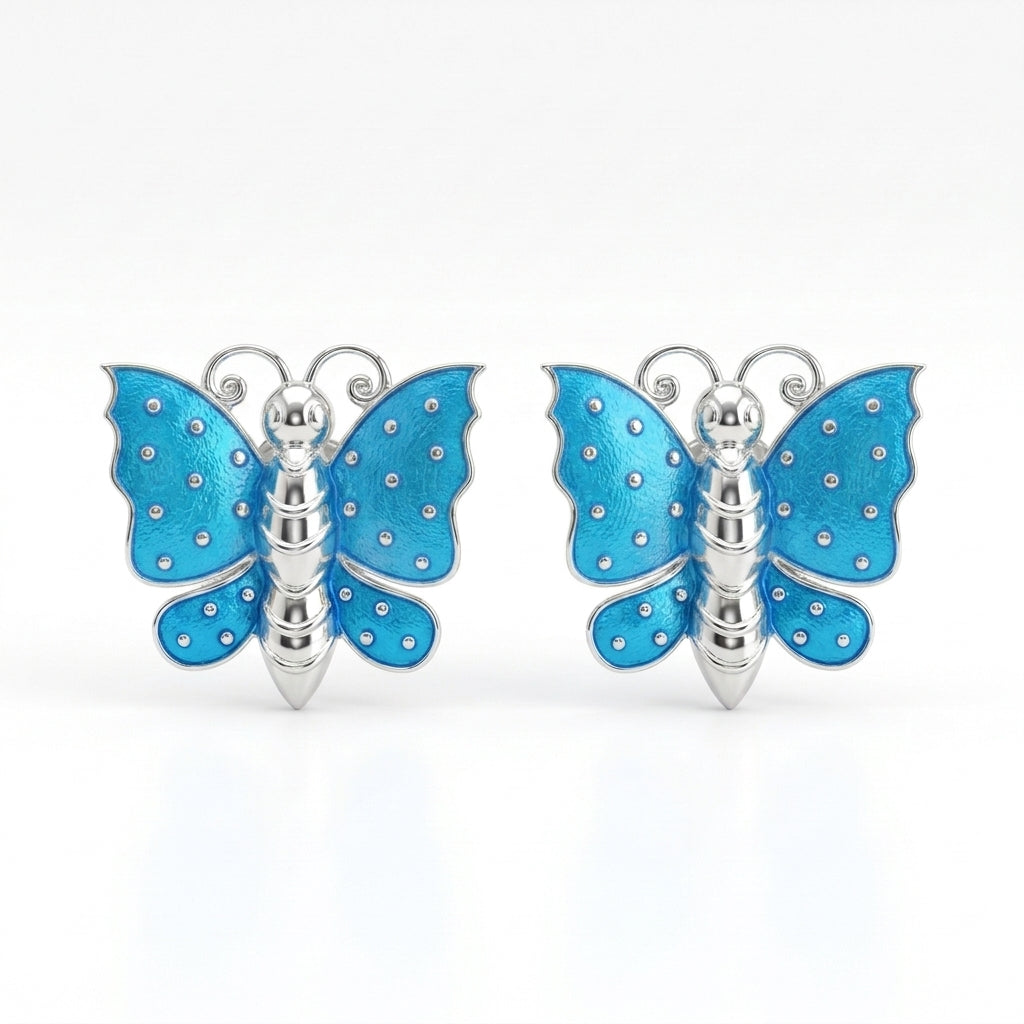 Firoza Enamel Butterfly Stud Earrings