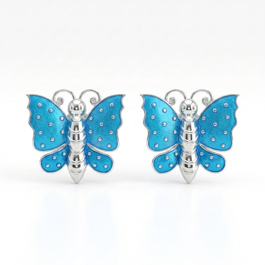 Firoza Enamel Butterfly Stud Earrings