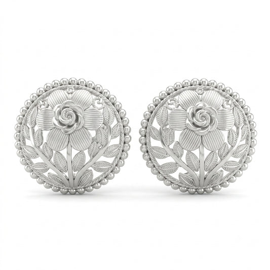Floral Leaves Filigree Pasha Stud Earrings