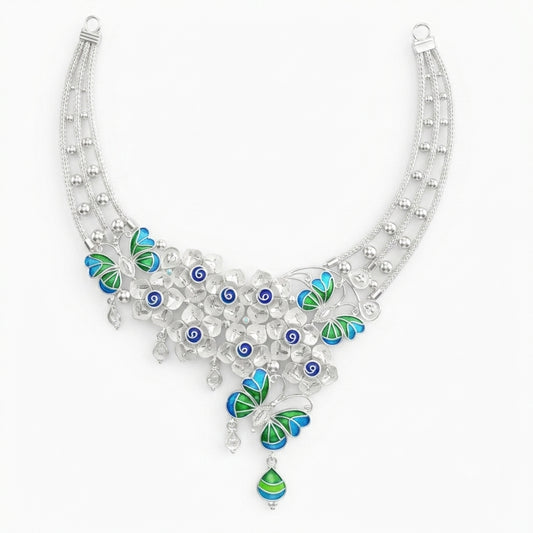 Butterfly Flower Meenakari Necklace