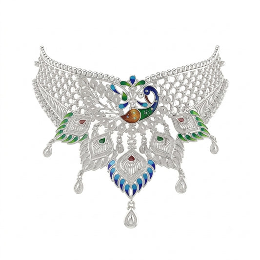 Royal Peacock Meenakari Choker Necklace