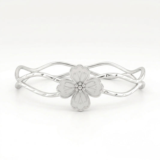 Floral Wavy Four Petal Bangle