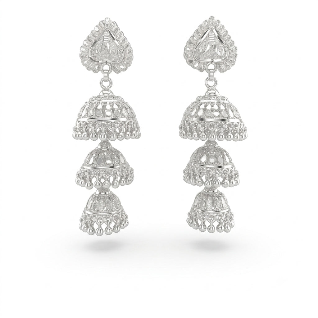 3 Layer Jhumka Earrings
