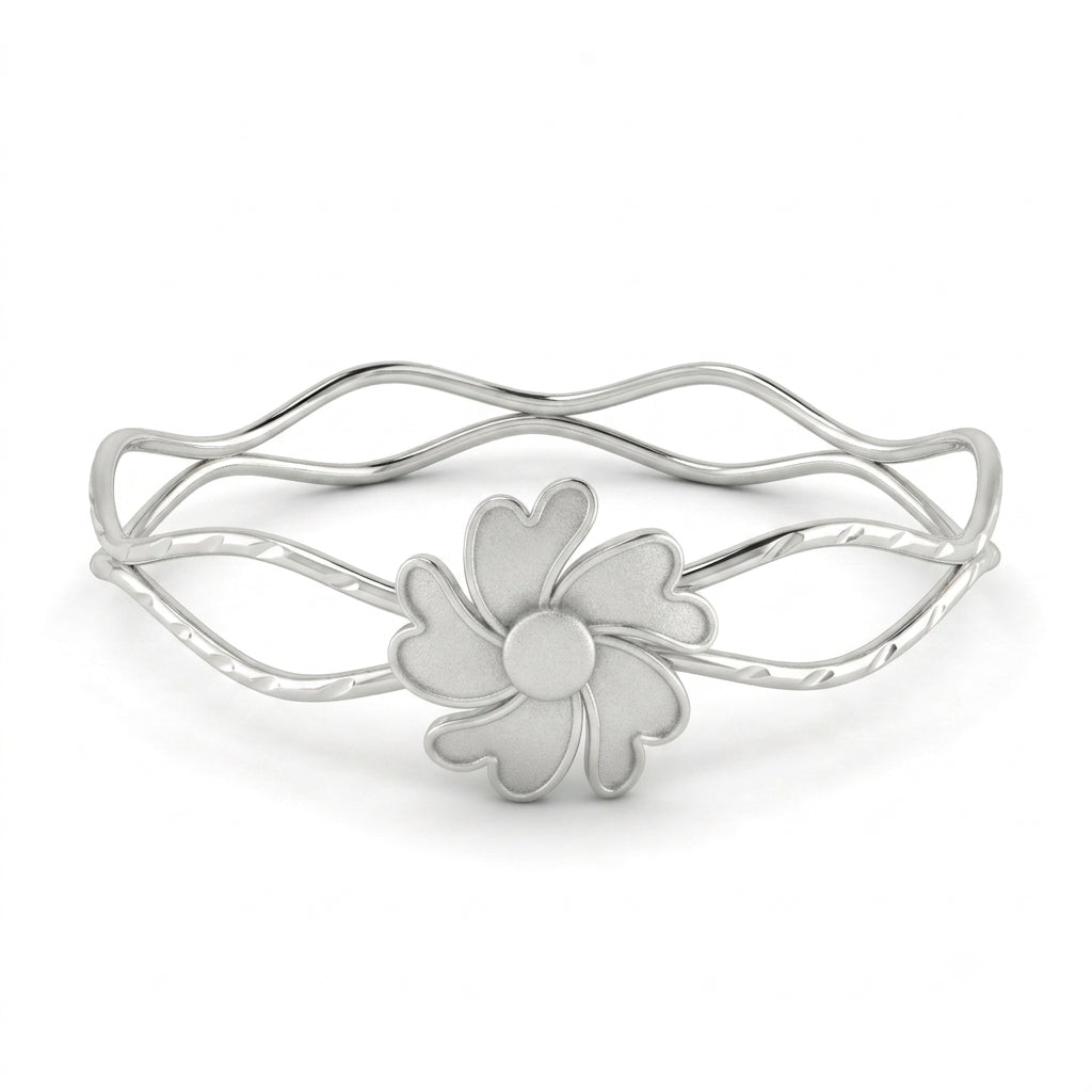 Floral Wavy Satin Petal Bangle