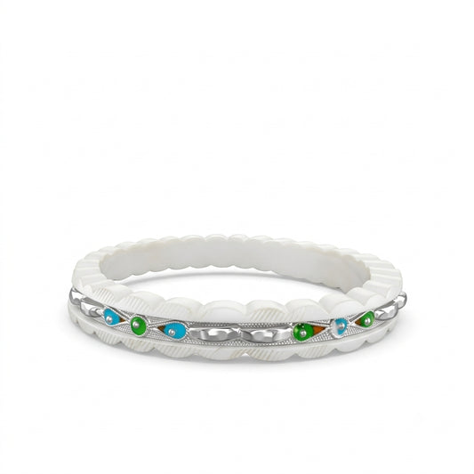 Aqua Green Slim Meenakari Channel Sankha Bangle