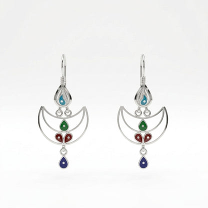 Crescent Moon Meenakari Drop Earrings