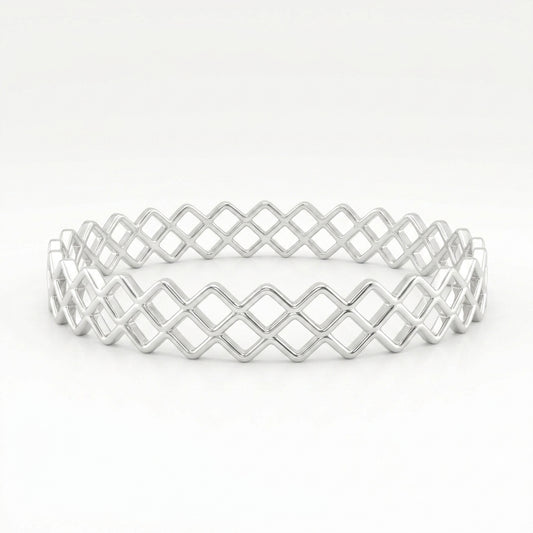 Slim Geometric Lattice Open Bangle