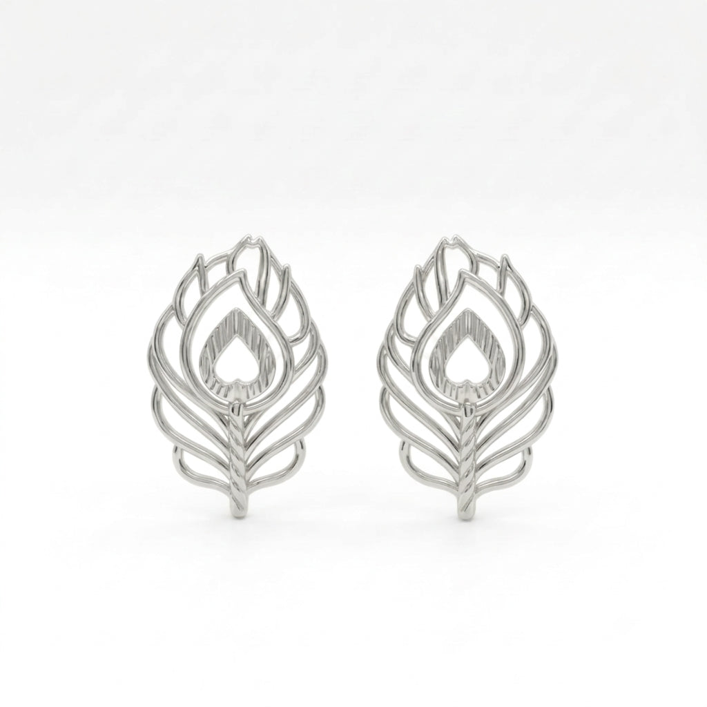 Krishna Morpankh Peacock Feather Stud Earrings