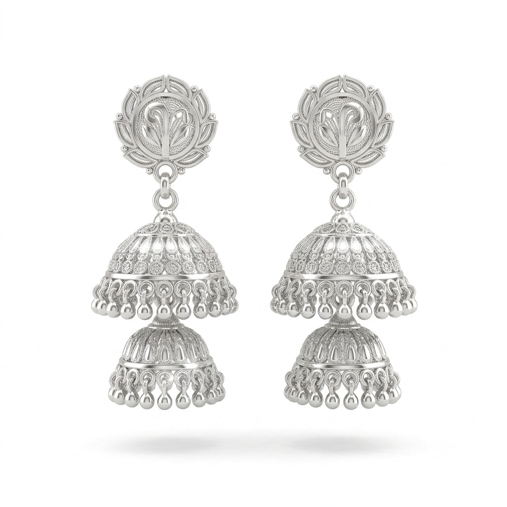 Blossom 2 Layer Jhumka Earrings