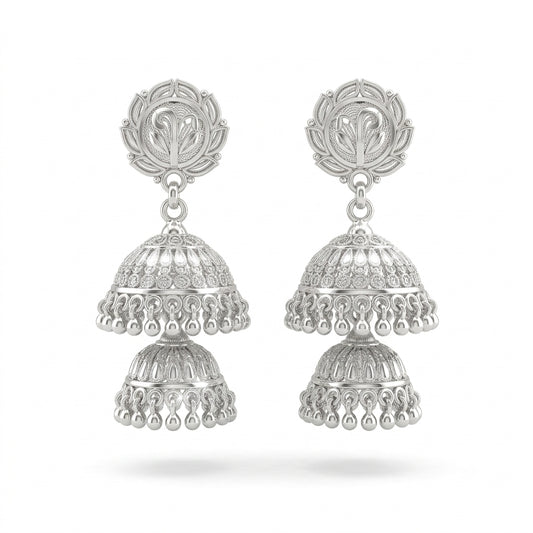 Blossom 2 Layer Jhumka Earrings