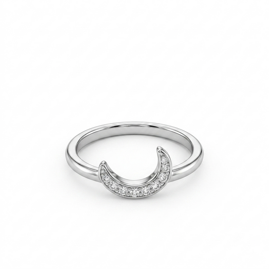 Zircon Studded Moon Ring