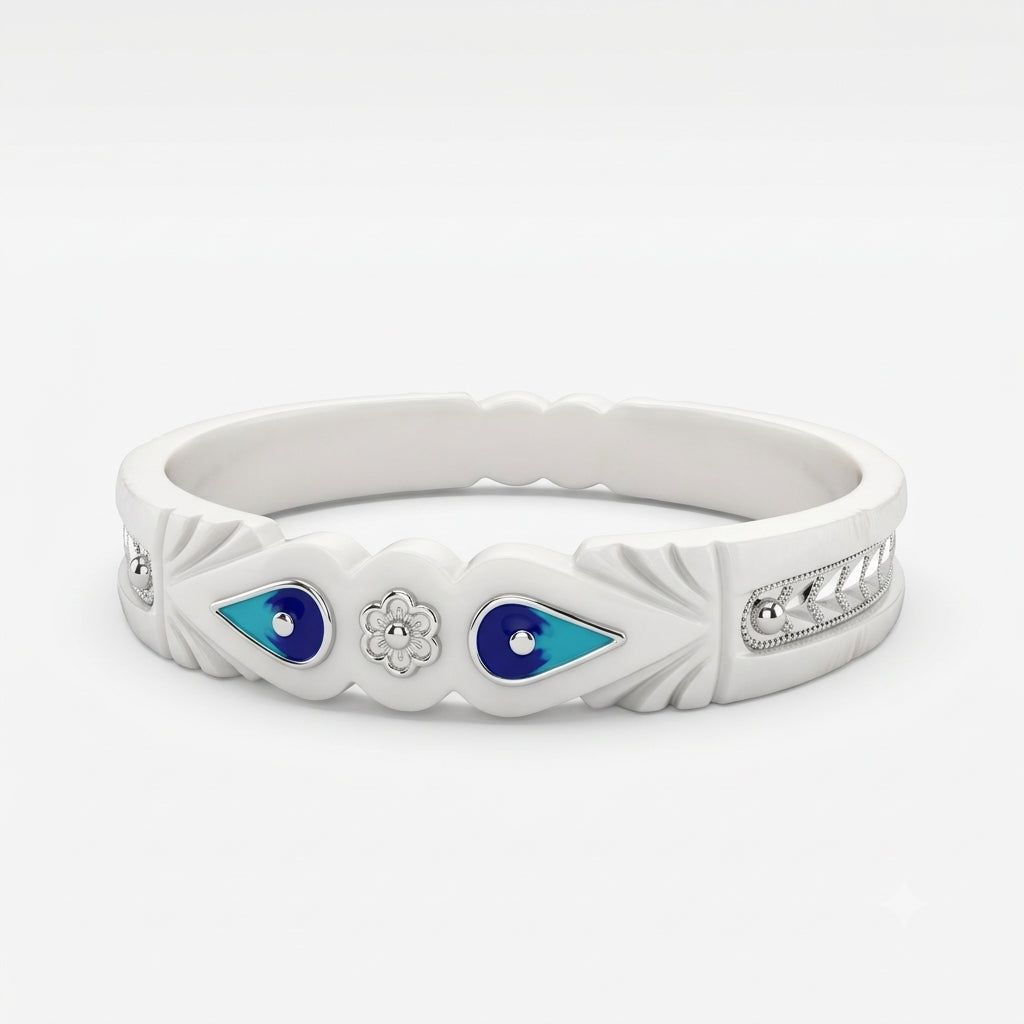 Blue Teardrop Meenakari Sankha Bangle