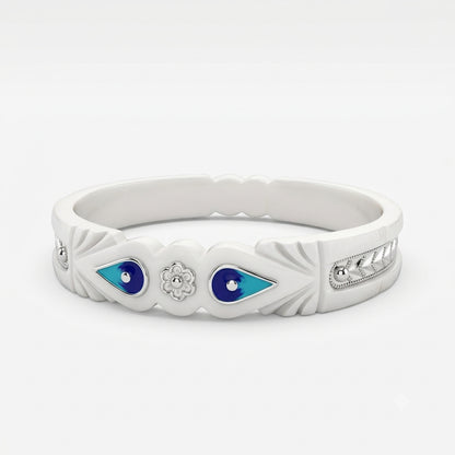 Blue Teardrop Meenakari Sankha Bangle