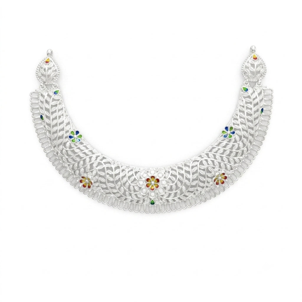 Floral Leaf Filigree Chatai Necklace