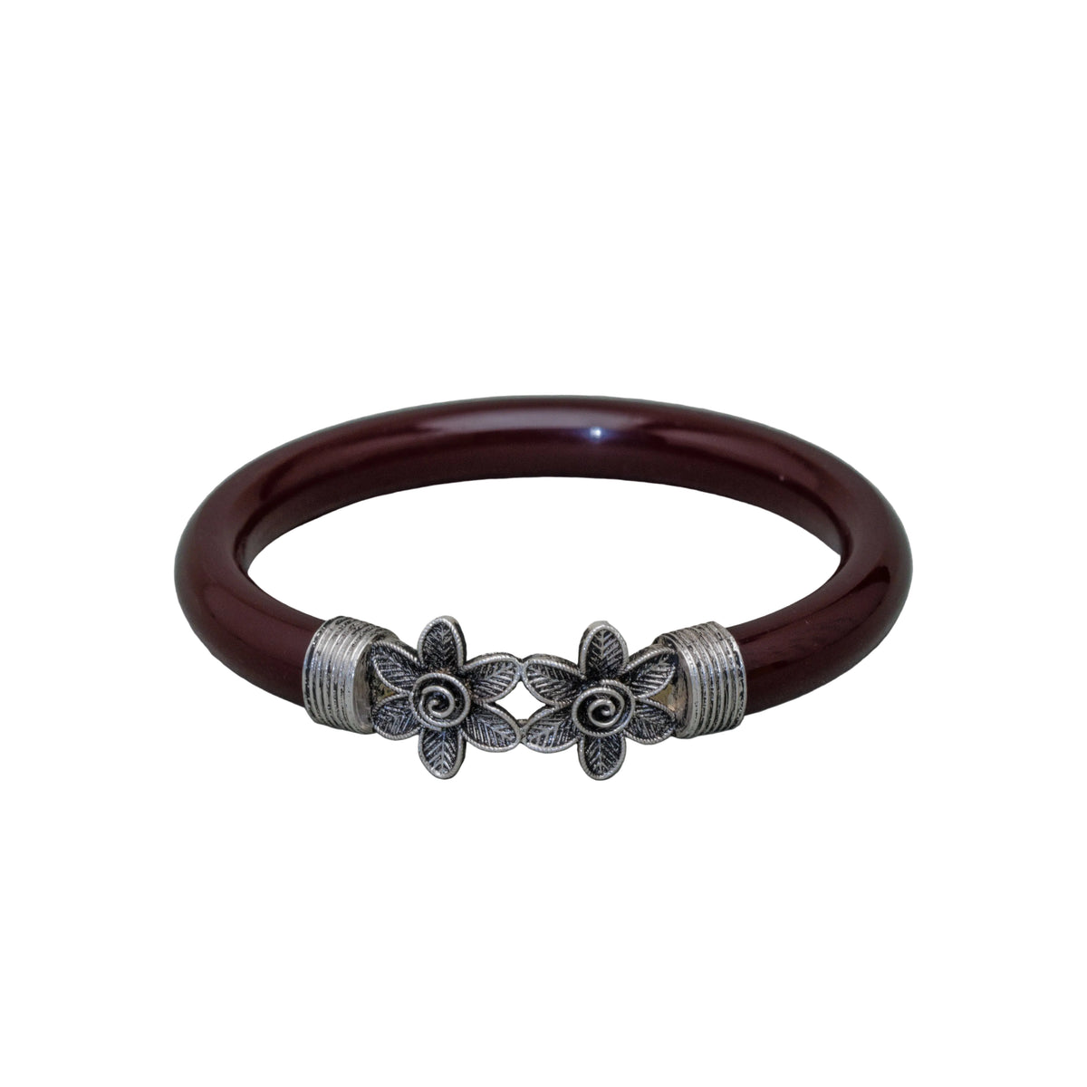 Oxidised Twin Flower Mukh Pola Bangle