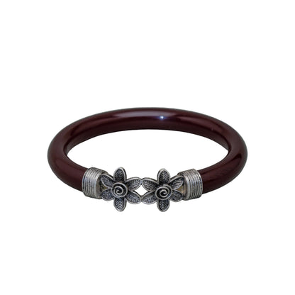 Oxidised Twin Flower Mukh Pola Bangle
